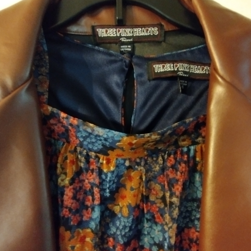 💚 EUC Three Hearts Brown Girls Dress & Jacket Combo Two Piece Boho XS
